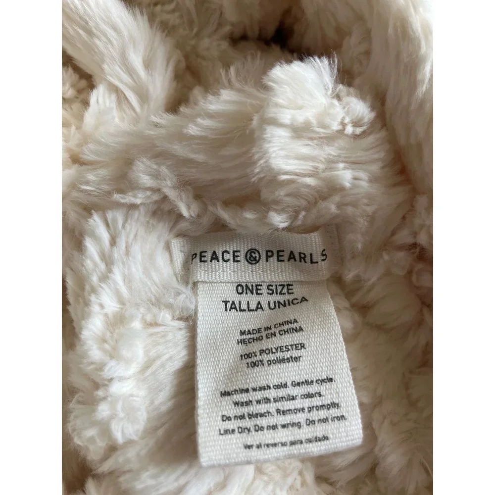 Peace & Pearls woman’s cream infinity scarf